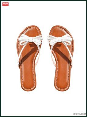 Women's Bow Strappy Sandals Flat Flip Flops Dressy Slides